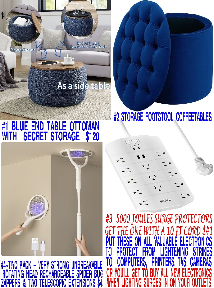 #4 BEAUTIFUL SECRET STORAGE FOOTSTOOLS ON AMAZON & NEWEST UNBREAKABLE AWESOME BUG ZAPPERS #10 PERFECT SCREWS FOR PICKET FENCES ITEM #8 MIRACLE SPRING LOADED NAIL GUN PENETRATES 1/8TH INCH STEEL OR 1.5